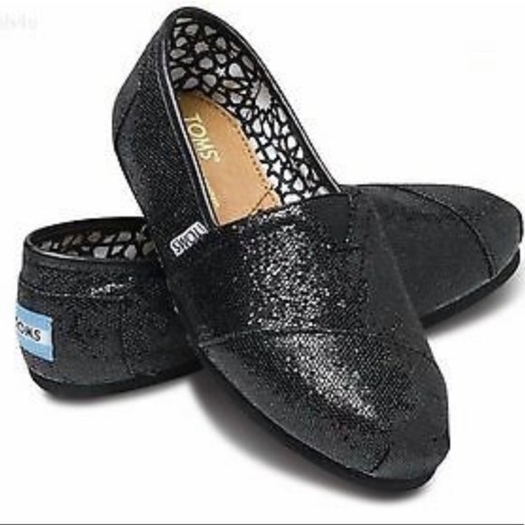 Toms Shoes - Toms Women's Alpargata Glitter Slip-on Black Sz 7